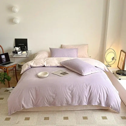 Soft lavender cotton queen bedding set bedroom satin finish duvet cover