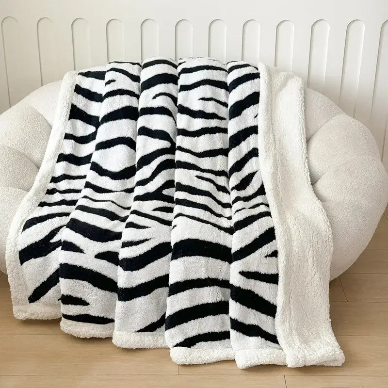 Soft leopard print double layered wool blanket bedroom throw