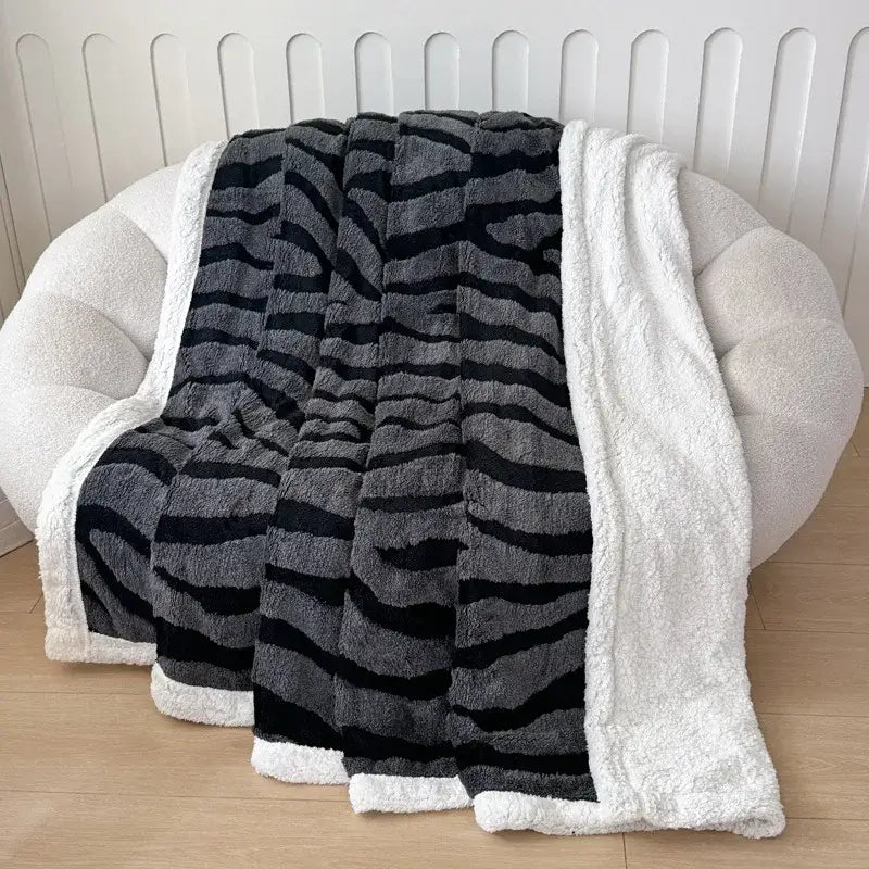 Soft leopard print double layered wool blanket bedroom throw
