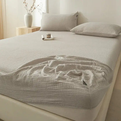 Soft light gray cotton fitted sheet bedroom bed cover