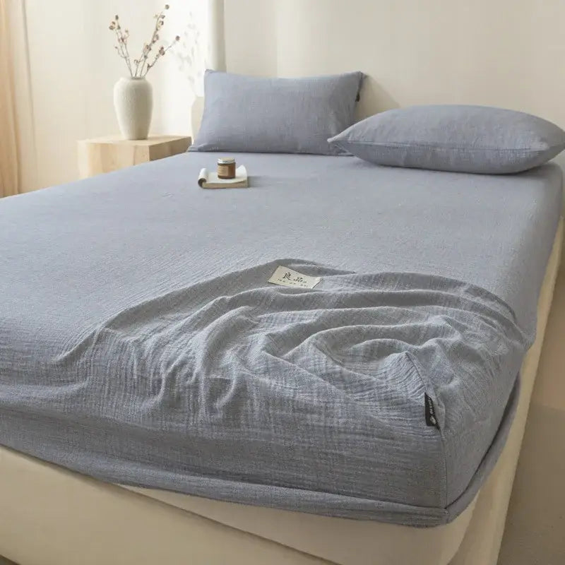 Soft light gray cotton fitted sheet bedroom bed cover