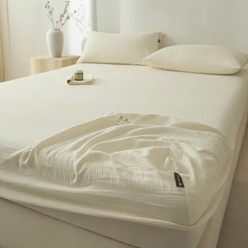 Soft light gray cotton fitted sheet bedroom bed cover