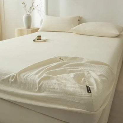 Soft light gray cotton fitted sheet bedroom bed cover