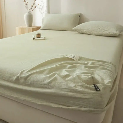 Soft light gray cotton fitted sheet bedroom bed cover