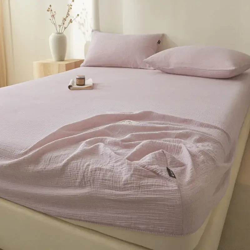 Soft light gray cotton fitted sheet bedroom bed cover