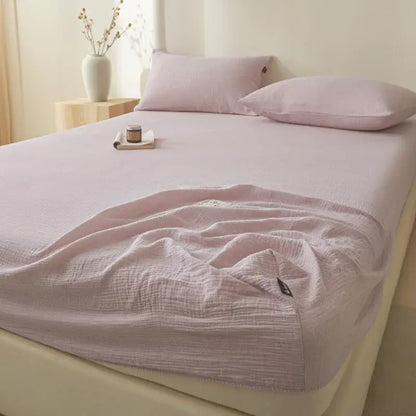 Soft light gray cotton fitted sheet bedroom bed cover