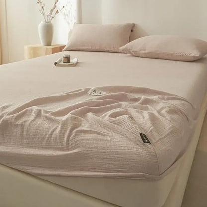 Soft light gray cotton fitted sheet bedroom bed cover