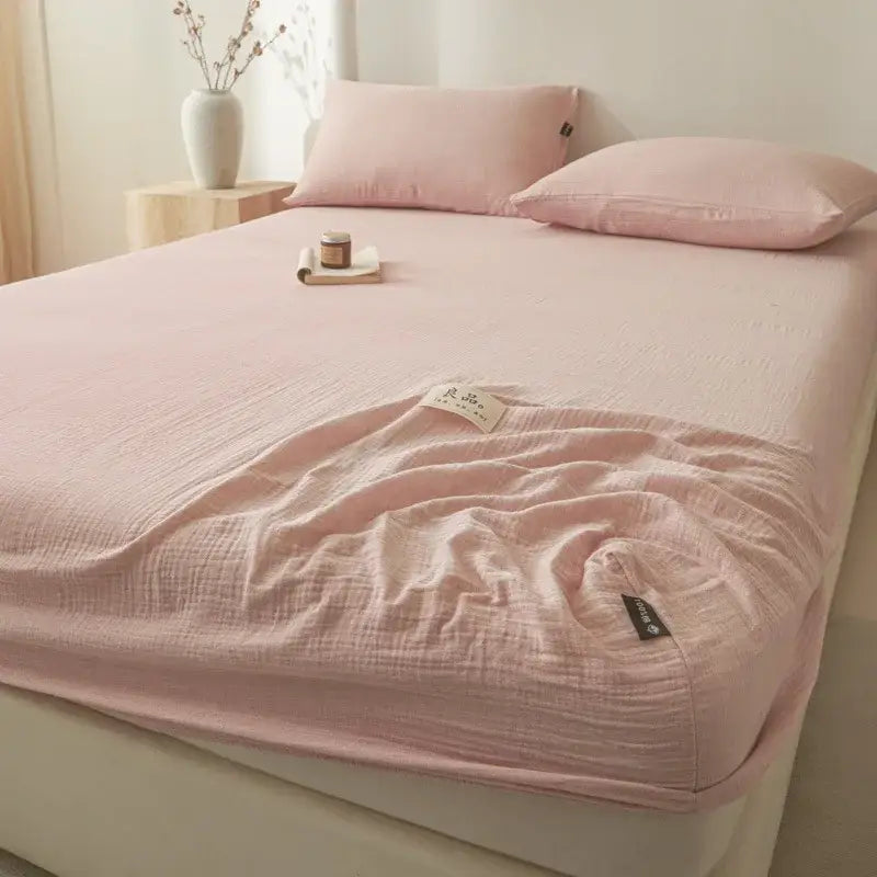 Soft light gray cotton fitted sheet bedroom bed cover