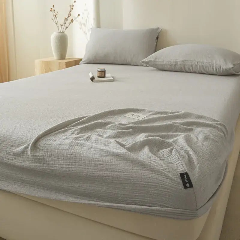 Soft light gray cotton fitted sheet bedroom bed cover