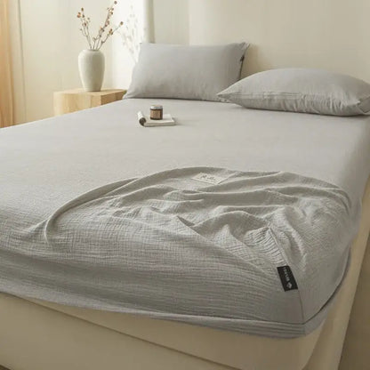 Soft light gray cotton fitted sheet bedroom bed cover