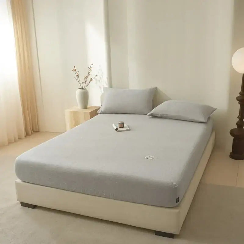 Soft light gray cotton fitted sheet bedroom bed cover