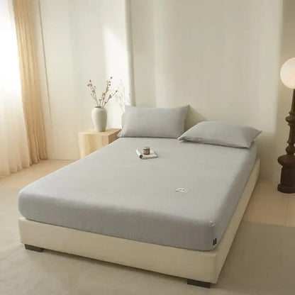 Soft light gray cotton fitted sheet bedroom bed cover