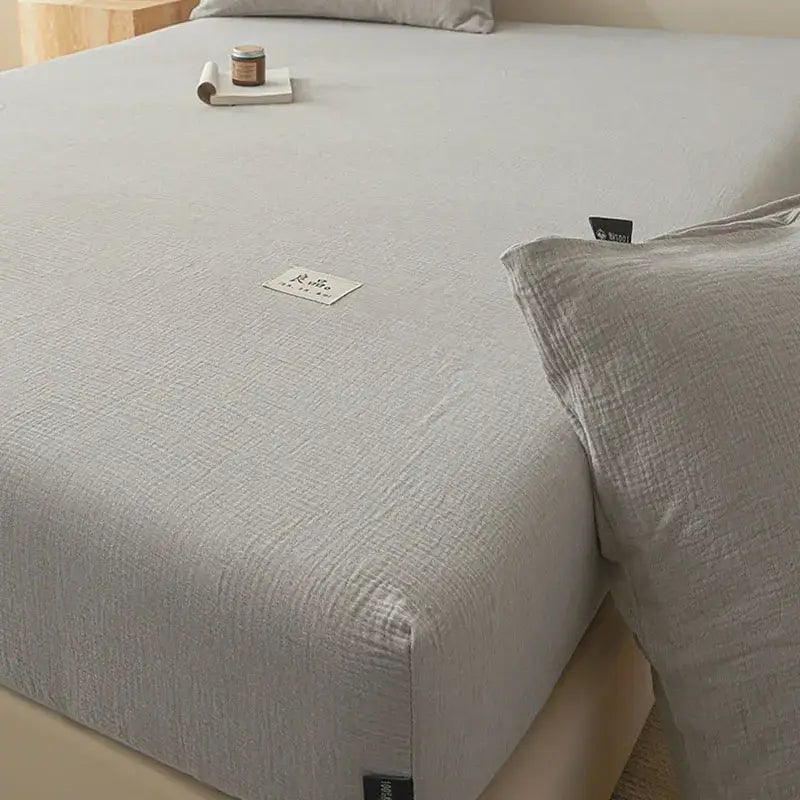Soft light gray cotton fitted sheet bedroom bed cover