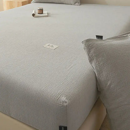 Soft light gray cotton fitted sheet bedroom bed cover