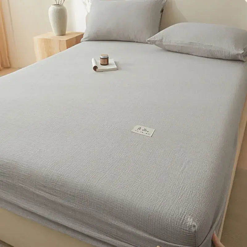 Soft light gray cotton fitted sheet bedroom bed cover