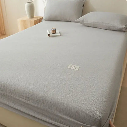 Soft light gray cotton fitted sheet bedroom bed cover