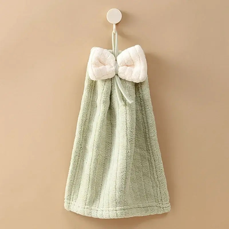 Soft pastel bowknot microfiber hand towels for kitchen and bathroom