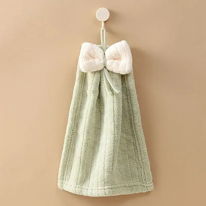 Soft pastel bowknot microfiber hand towels for kitchen and bathroom