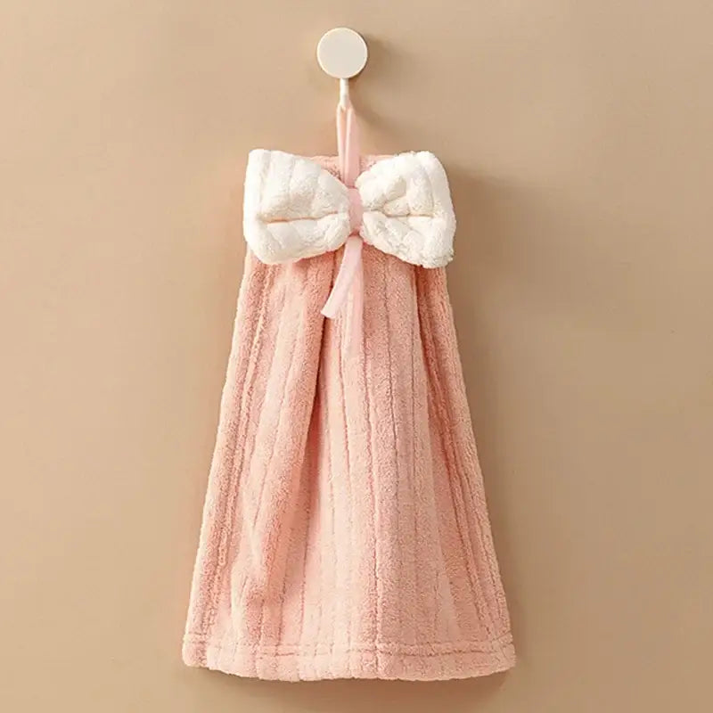 Soft pastel bowknot microfiber hand towels for kitchen and bathroom