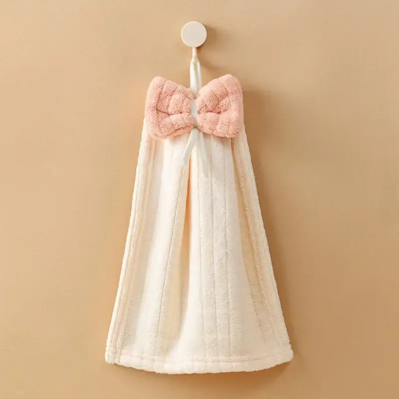 Soft pastel bowknot microfiber hand towels for kitchen and bathroom
