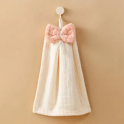 Soft pastel bowknot microfiber hand towels for kitchen and bathroom