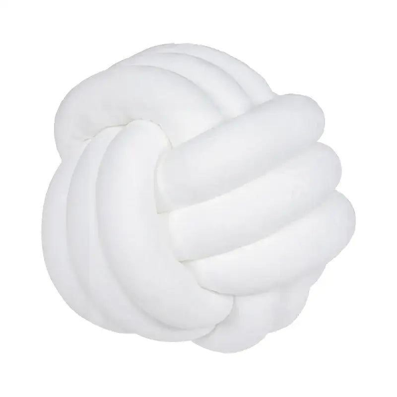Soft pink velvet knotted ball round pillow for bedroom decor