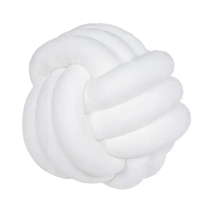 Soft pink velvet knotted ball round pillow for bedroom decor
