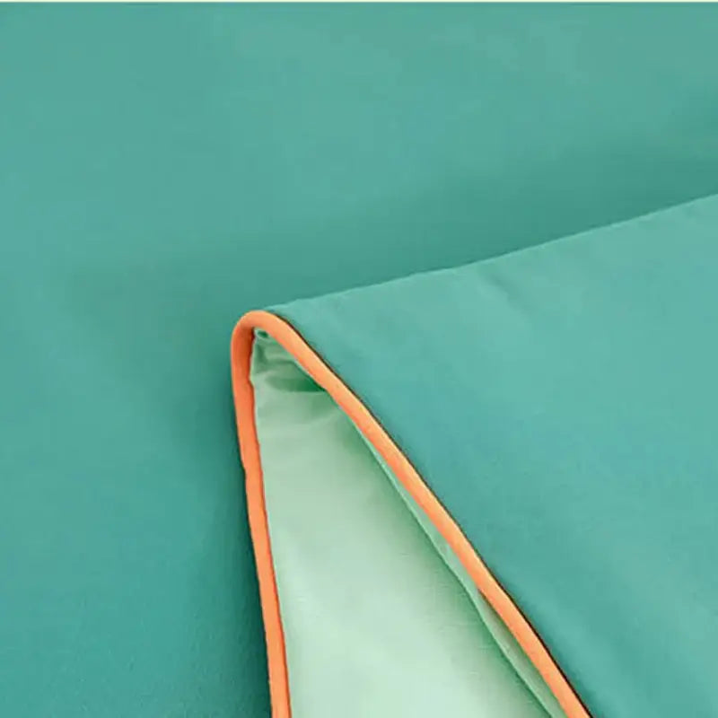 Soft teal and gold cool fibre summer quilt bedroom blanket