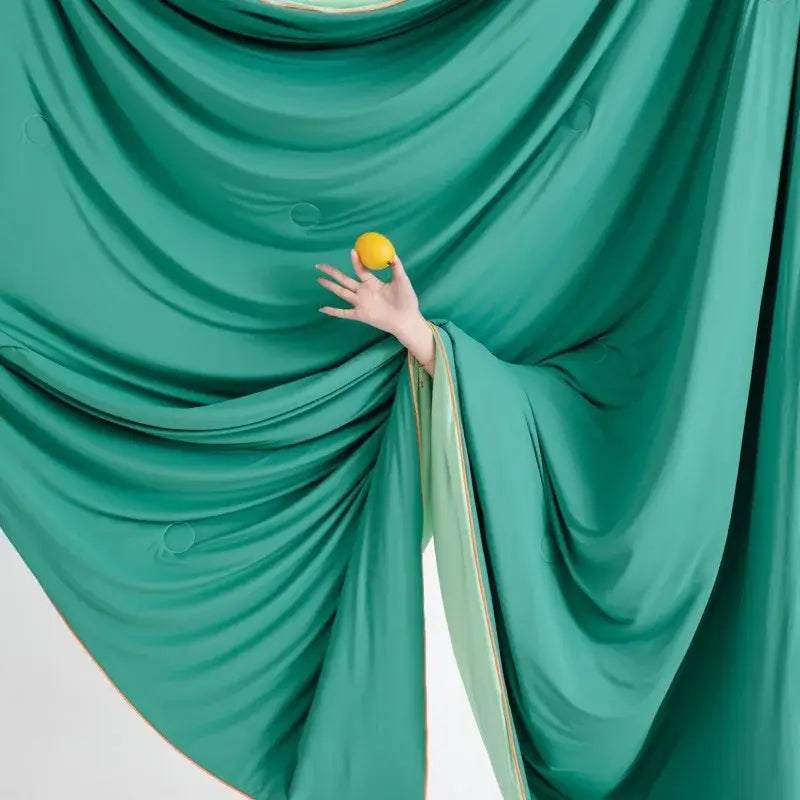 Soft teal and gold cool fibre summer quilt bedroom blanket