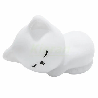 Soft white cat led night light bedroom silicone decor