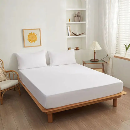 Soft yellow & beige cotton fitted sheet bedroom bedding