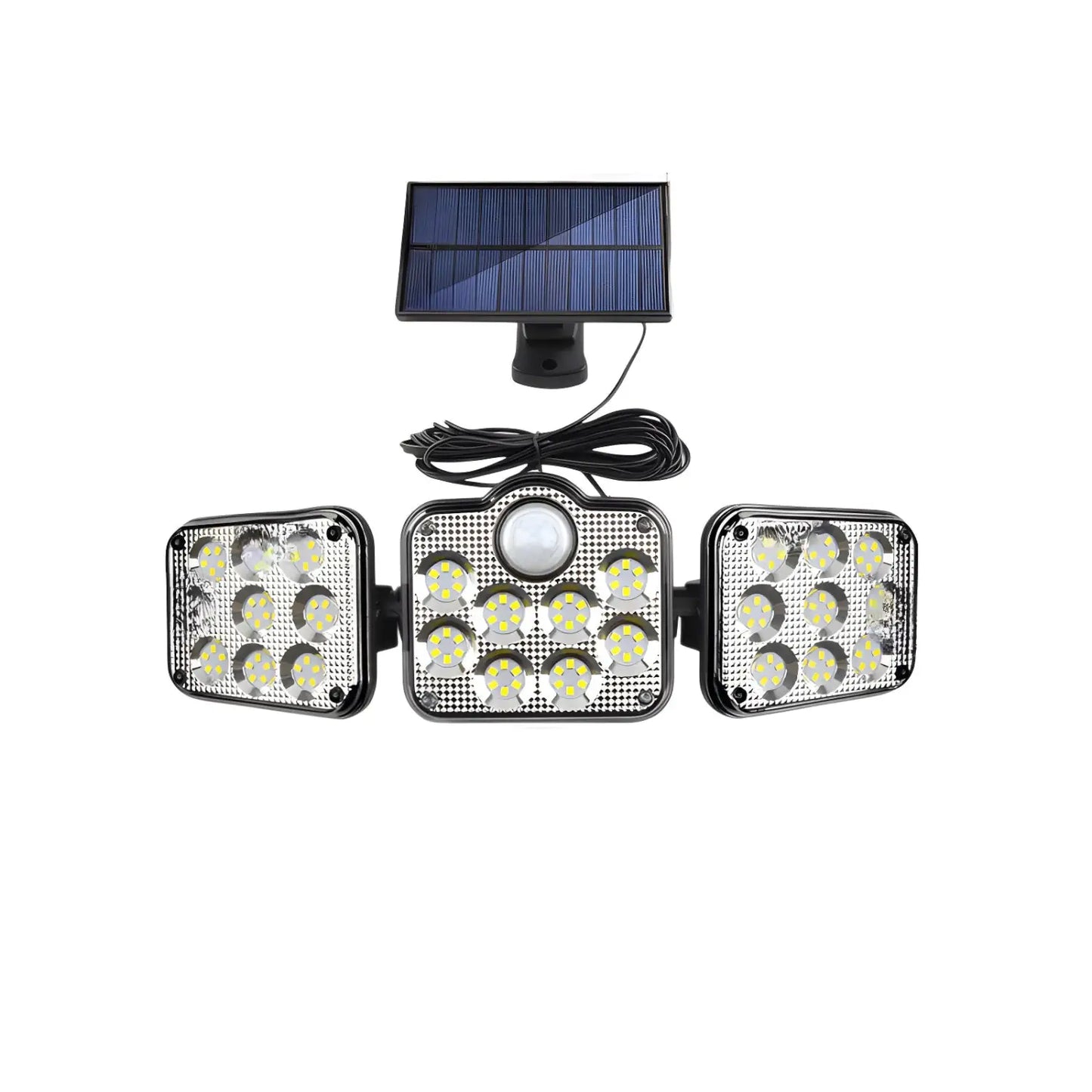 Solar Lamp Outdoor Flood Light with Motion Sensor, 3 Heads, IP65 Waterproof