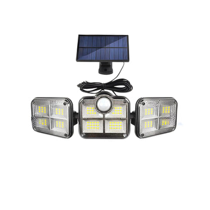 Solar Lamp Outdoor Flood Light with Motion Sensor, 3 Heads, IP65 Waterproof
