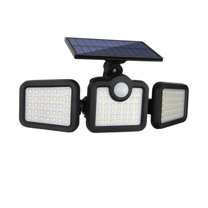 Solar Lamp Outdoor Flood Light with Motion Sensor, 3 Heads, IP65 Waterproof