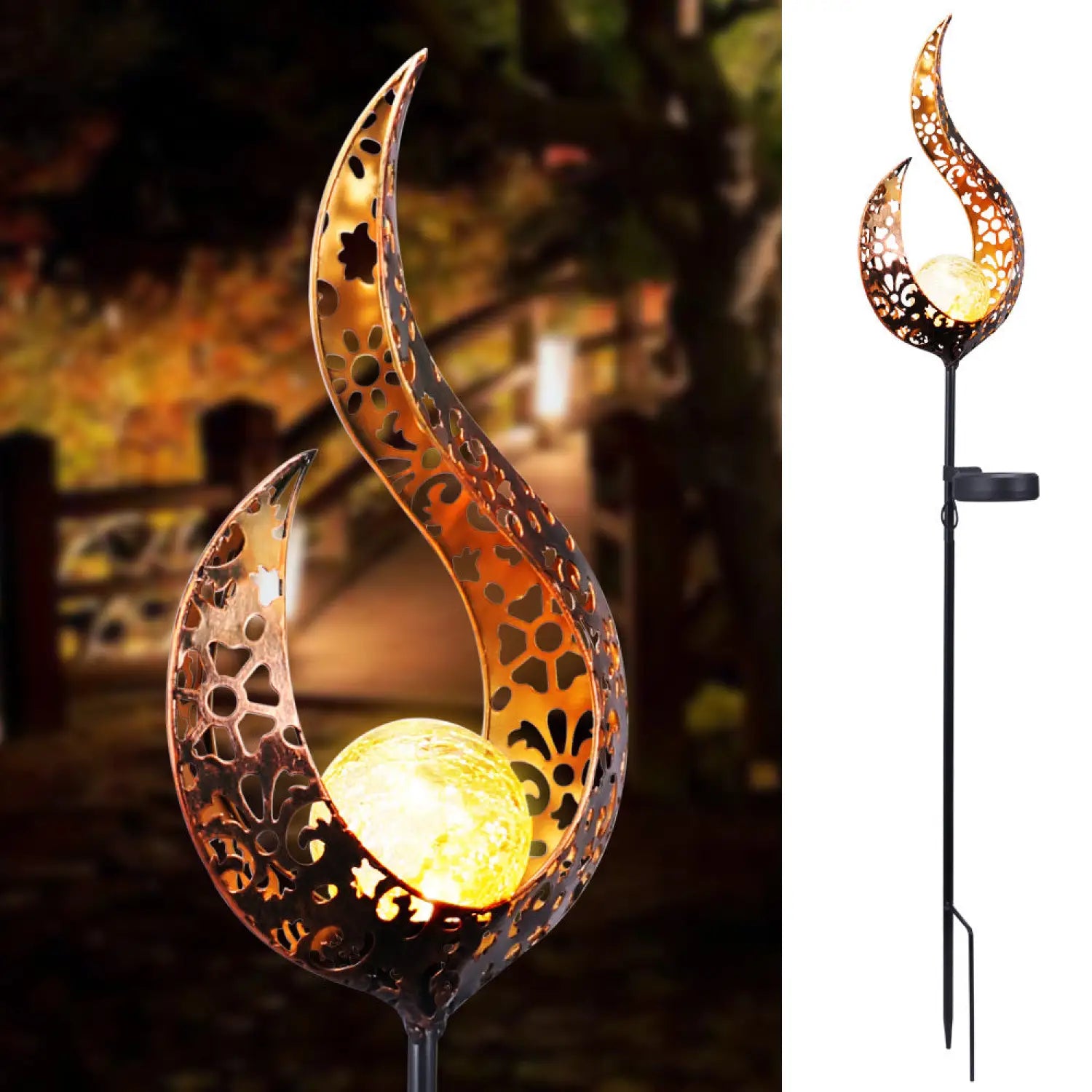 Solar LED Lamps with Waterproof & Flame Effect for Outdoor Garden Lighting