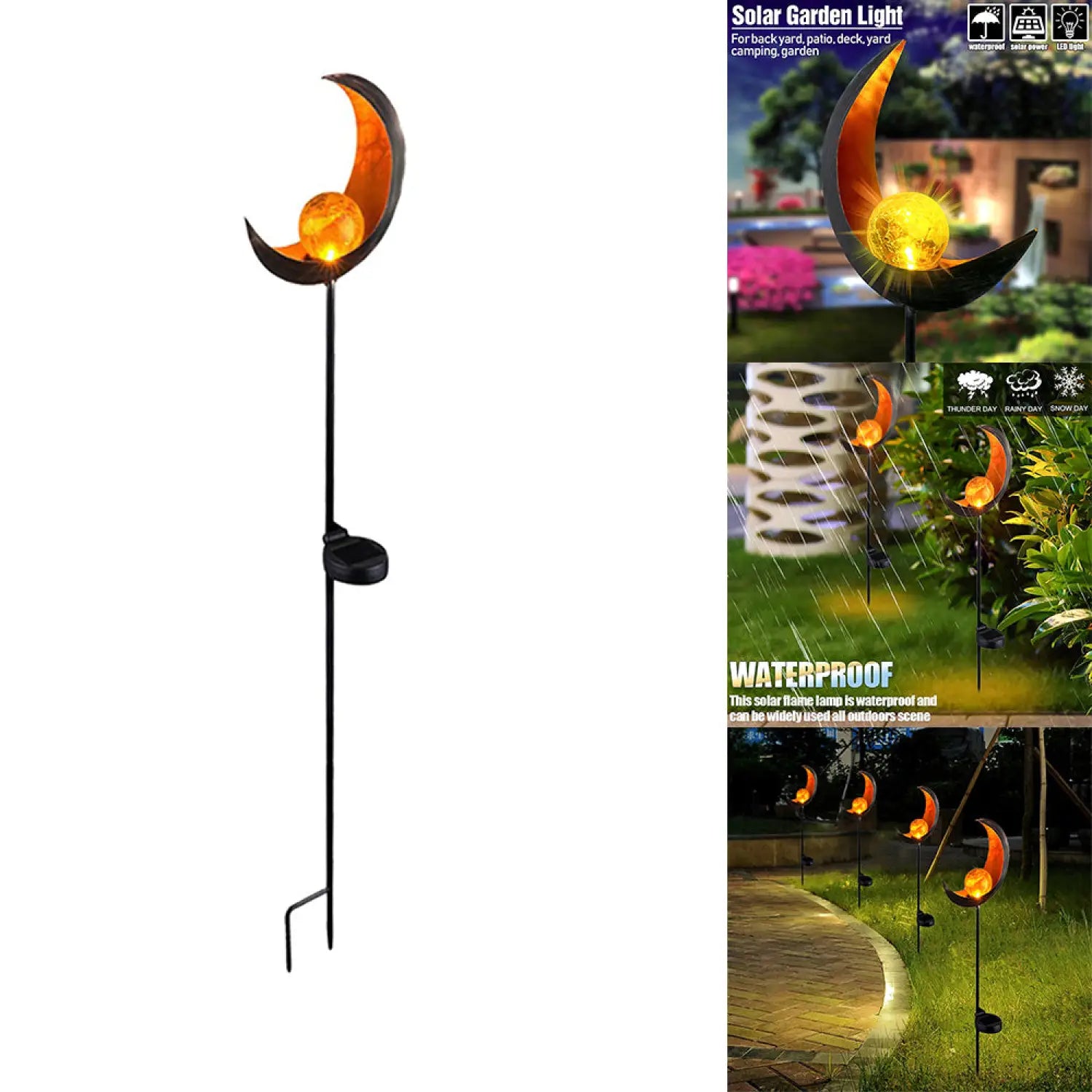 Solar LED Lamps with Waterproof & Flame Effect for Outdoor Garden Lighting