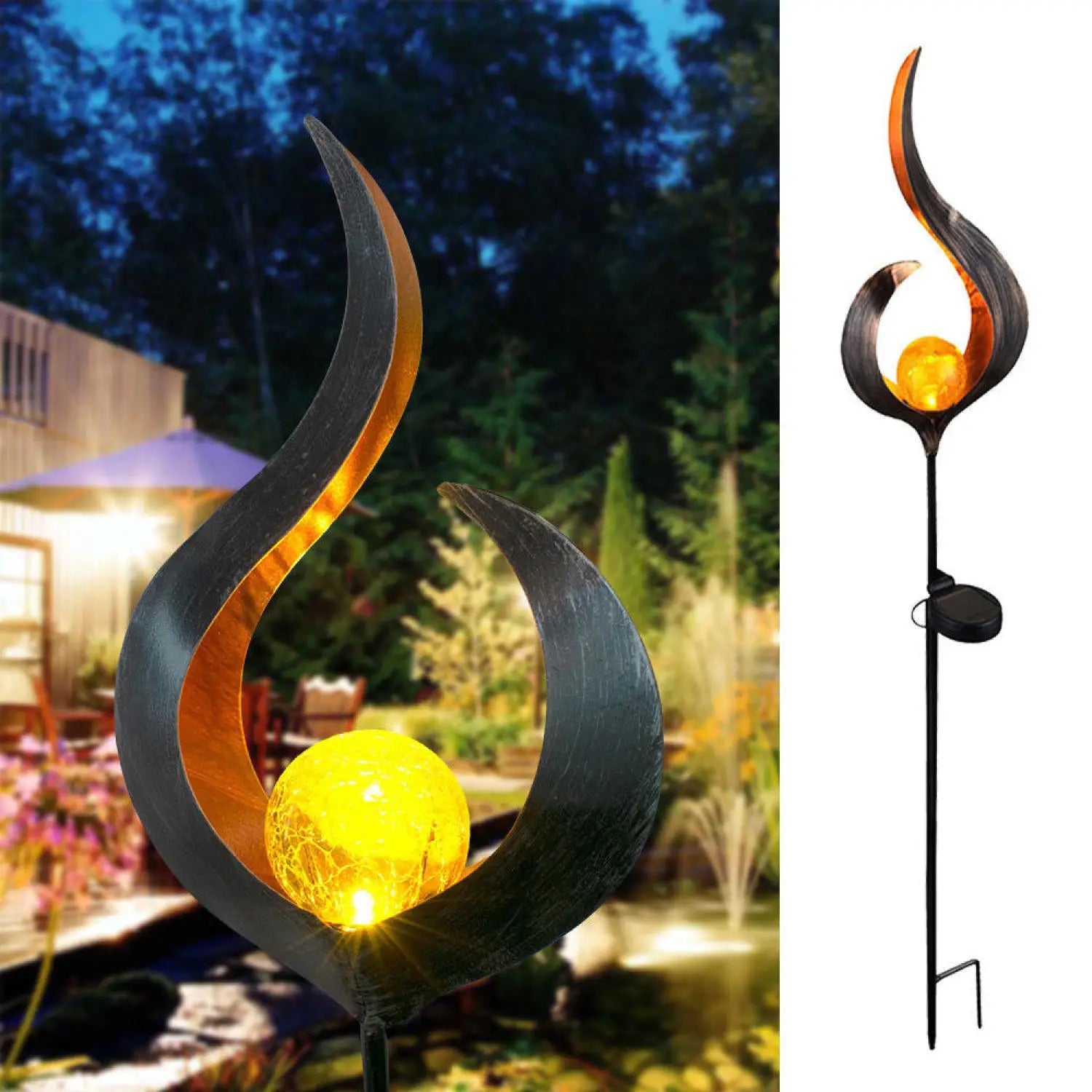 Solar LED Lamps with Waterproof & Flame Effect for Outdoor Garden Lighting