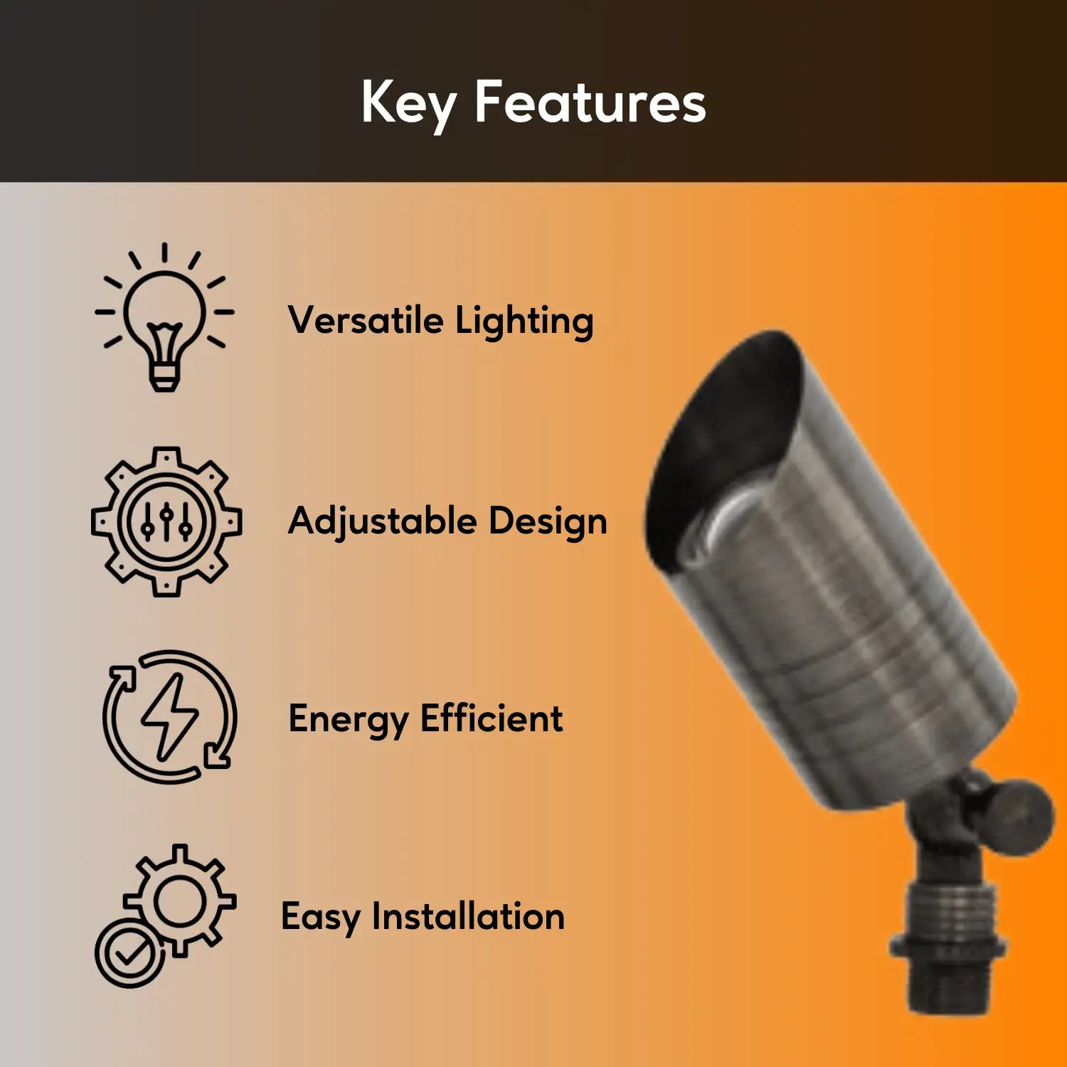 Solid Brass Adjustable Outdoor Spotlights with 5 MR-16 LED Bulb