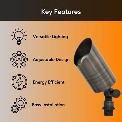 Solid Brass Adjustable Outdoor Spotlights with 5 MR-16 LED Bulb