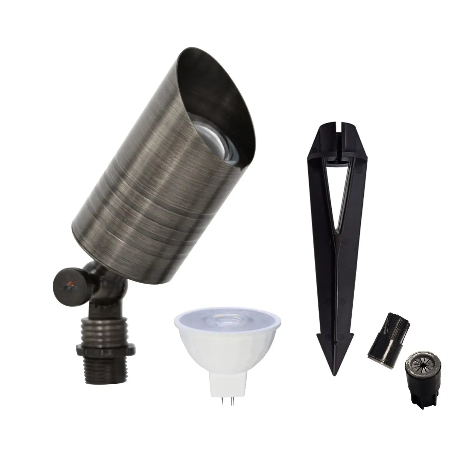 Solid Brass Adjustable Outdoor Spotlights with 5 MR-16 LED Bulb