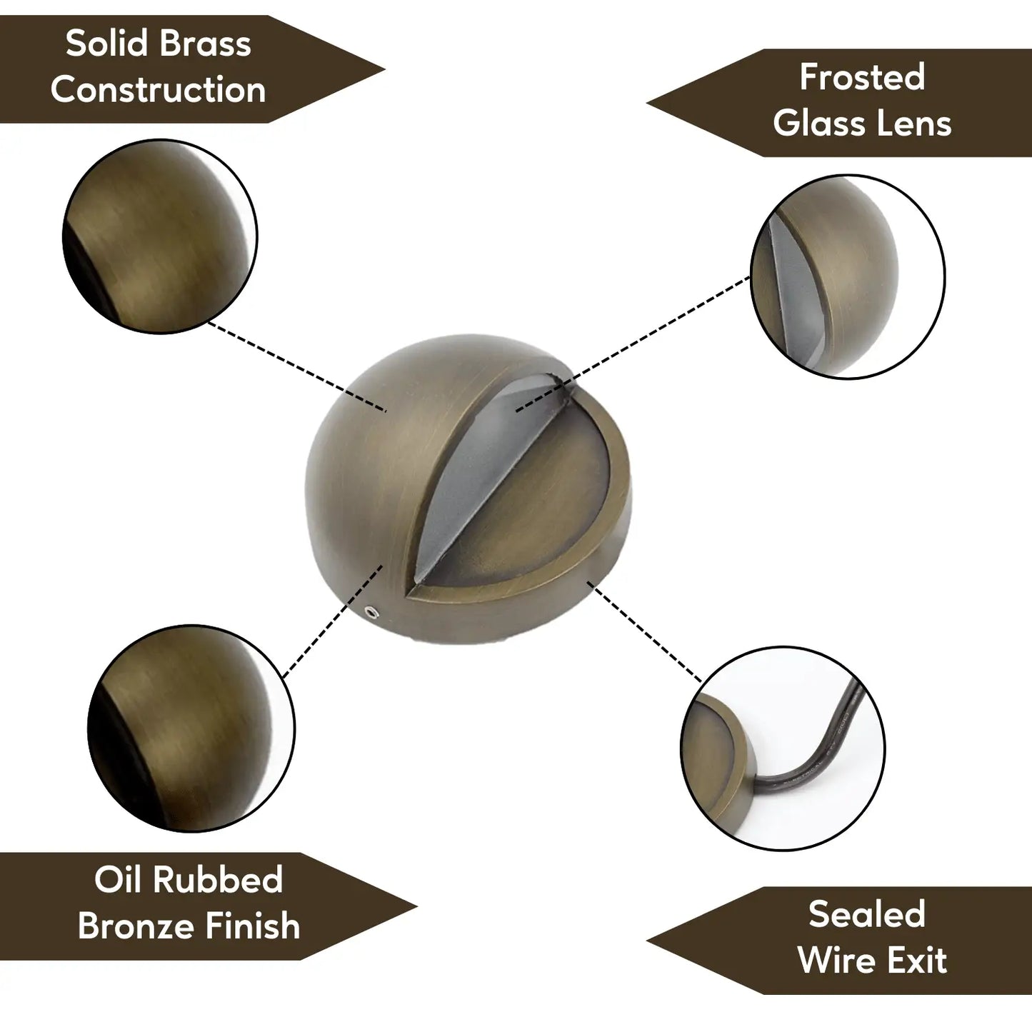 Solid Brass Half Moon Puck Light Fixture