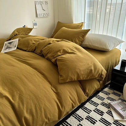 DecorBites™ Solid Cotton Bedding Set with Sheet - Various Sizes