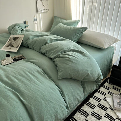 DecorBites™ Solid Cotton Bedding Set with Sheet - Various Sizes