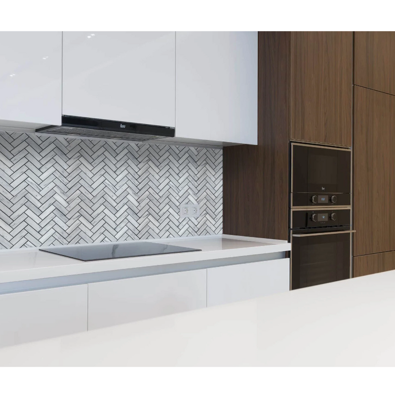 Solto White 1"x3" Herringbone on 12" x 12" Mesh Marble Mosaic Tile
