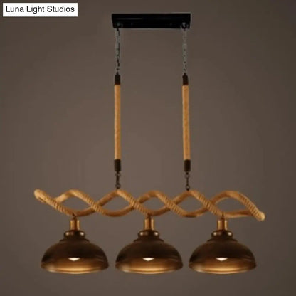 DecorBites™ Sophie's Rustic 3-Light Island Pendant with Beige Hemp Rope Shade for Restaurant Suspension Light
