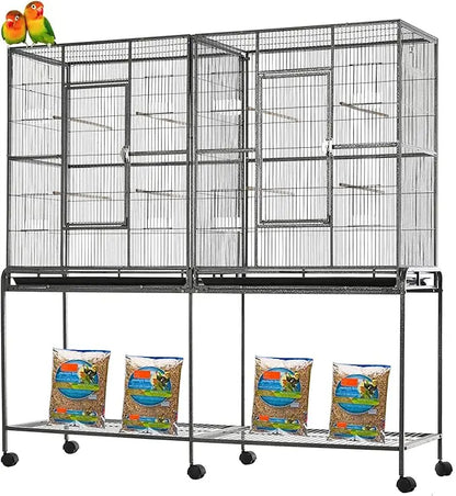 DecorBites™ Spacious Double Bird Cage with Breeding Dividers