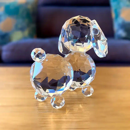 Sparkling clear crystal dog figurine bedroom decor ornament