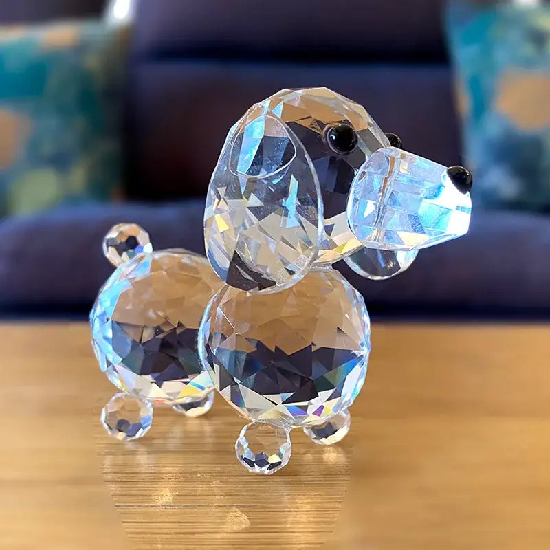 Sparkling clear crystal dog figurine bedroom decor ornament