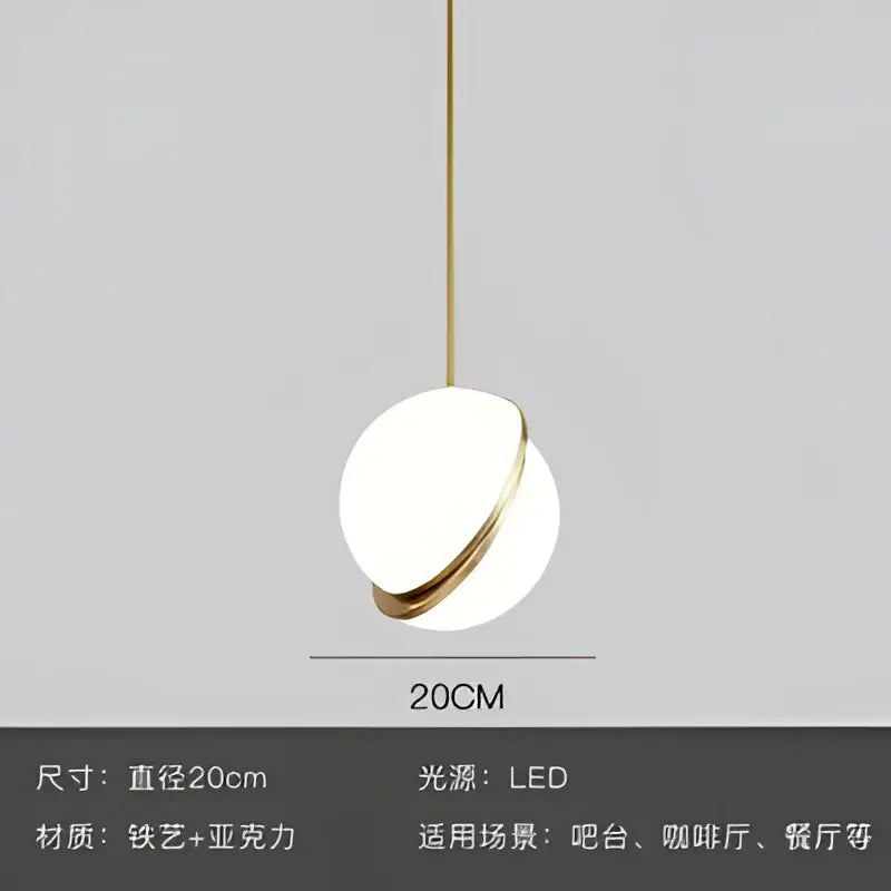 Spherical white and gold lustre led pendant light living room