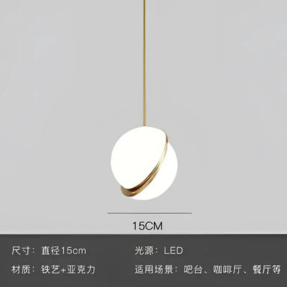 Spherical white and gold lustre led pendant light living room